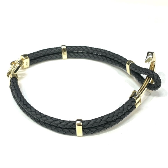Anchor Bracelet in solid 14k Yellow Gold and Nylon 8.3” long - Picture 5 of 8
